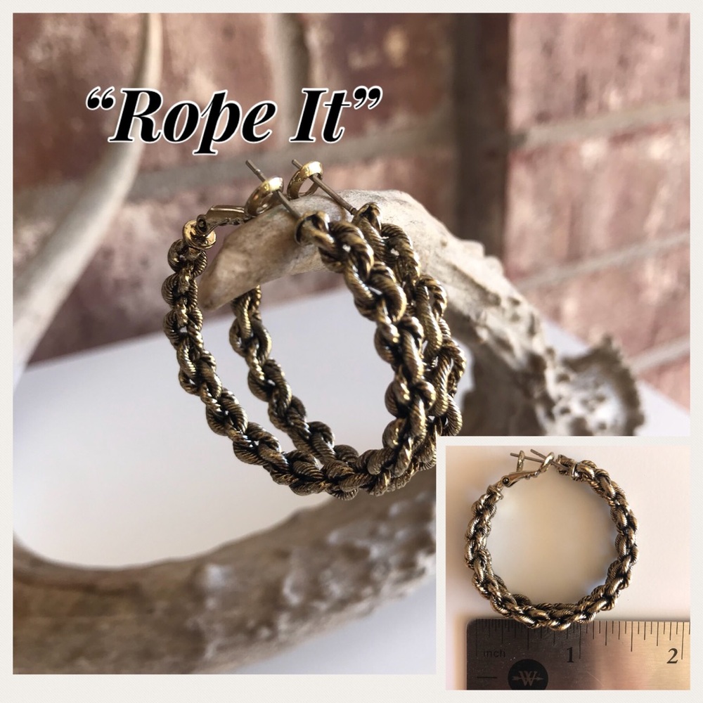 Antique gold “Rope It” earrings by Premier